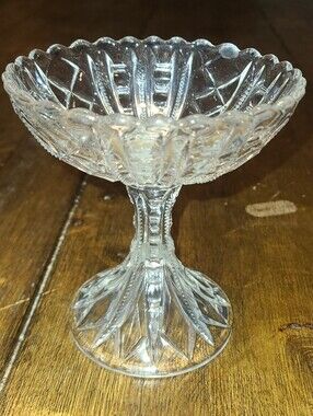 Vtg Cristal d'Arques Longchamp Pedestal Compote Bowl Scalloped Rim - Excellent